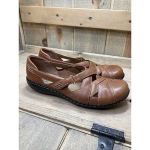 Clarks Bendables Womens 60410 US8.5 Tan Brown Leather  Flats